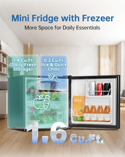 Frostorm 1.6 Cu Ft Mini Fridge with Freezer, Single Door Upright Freezer