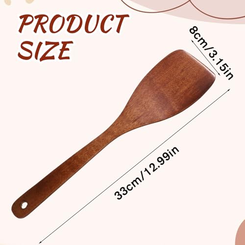 Wooden Spatula, Wooden Utensils for Cooking, Long Handle Wood Spatula Nonstick Thin Wooden-Spatula for Cooking Eggs, Fish, Pancakes