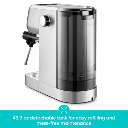 CASABREWS 3700 Essential Espresso Machine 20 Bar, Stainless Steel Cappuccino & Latte Coffee Maker with Steam Frother for Home, 43.9oz Water Tank, Silver