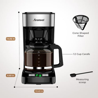 Aromvel 12 Cup Coffee Maker with LED Display, Drip Coffee Machine