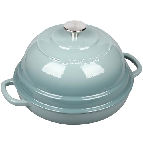 EDGING CASTING Enameled Cast Iron Dutch Oven Pot with Lid, Round Bread Oven for Homemade Sourdough Bread Baking, 6 Quart, Seasalt