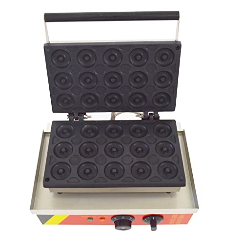 INTBUYING 15Pcs Mini Dount Maker Machine Commercial Electric Waffle Donut Machine 0℃-300℃ 1750W Double-Sided Heating Non-Stick Doughnut Baking Machine 1.85" Snack Maker 110V(1.85" 15 Dounts)