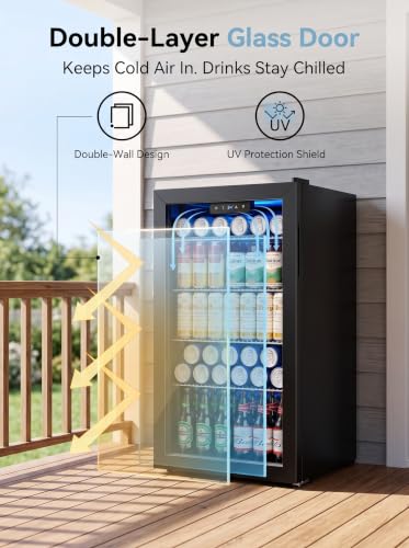 Icyglee 126 Can Mini Fridge, 3.2 Cu.Ft Beverage Refrigerator, Drink Cooler