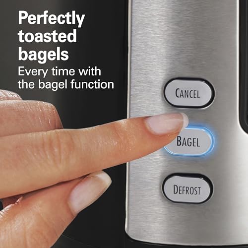 Hamilton Beach 2 Slice Extra Wide Slot Toaster with Bagel & Defrost Settings, Shade Selector with 7 Browning Levels, Toast Boost, Auto Shutoff, Black & Stainless Steel (22633)
