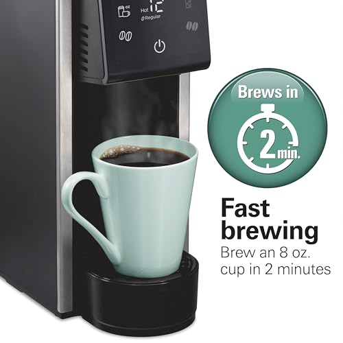 Hamilton Beach FlexBrew Advanced 4-in-1 Single Serve Hot & Iced Coffee Maker with Removable 45 oz. Water Reservoir, Use Pod Packs and Grounds, Fast Brewing, Black (49925)