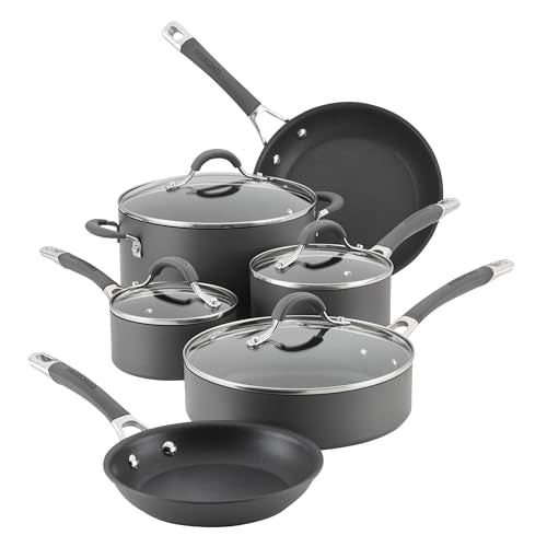 Circulon Radiance Hard-Anodized Nonstick Cookware Set, Kitchen Pots and Pans Set, 10-Piece, Gray