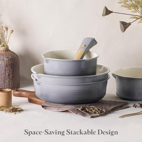 CAROTE 20Pcs Titanium Cookware Set, Pots and Pans Set Non Stick, Kitchen Cooking Set with Detachable Handle, Non Toxic Induction Cookware, Dishwasher/Oven Safe