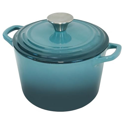 Flavehc Dutch Oven Pot with Lid 2.8 qt Cast Iron Dutch Oven for Bread Baking Slateblue Enameled Cast Iron Rice Pot with Handels