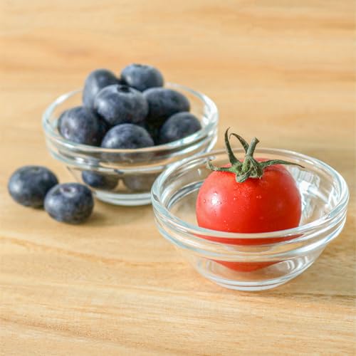 Iyulania 1.5 oz Clear Glass Bowl, Mini Prep Dish for Salt and Spices, Dishwasher and Microwave Safe, Stackable, Set of 6