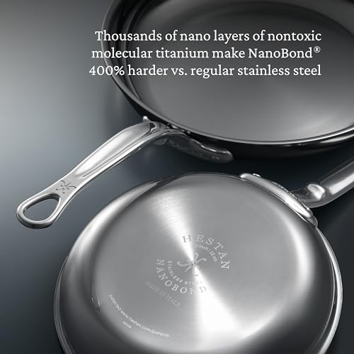 Hestan NanoBond Molecular Titanium Frying Pan, 11-Inch - PFAS-Free Stainless Steel Skillet, 4x Stronger, 1050°F Safe, Induction Compatible, Handcrafted Italy