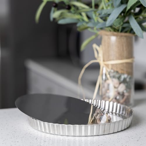 Fox Run Stainless Steel Tart Pan With Removable Bottom, 9" Quiche Baking Pan