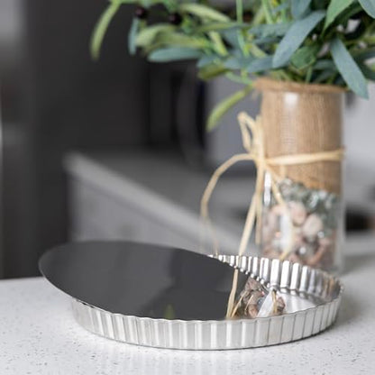 Fox Run Stainless Steel Tart Pan With Removable Bottom, 9" Quiche Baking Pan