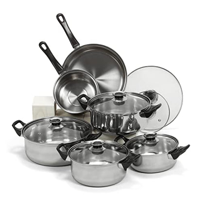 Simpli-Magic 12 Piece Stainless Steel Cookware Set, Silver