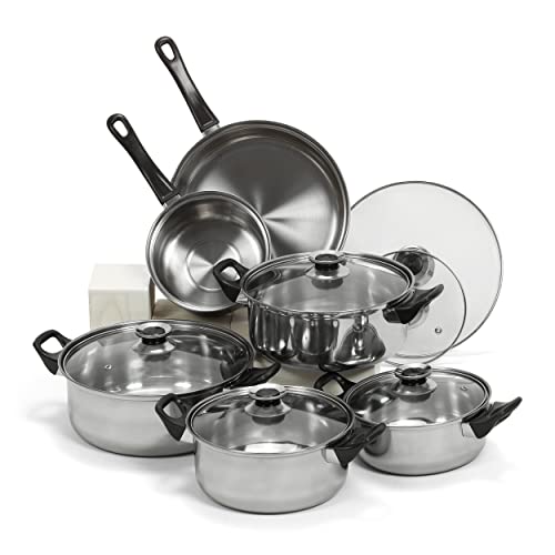 Simpli-Magic 12 Piece Stainless Steel Cookware Set, Silver
