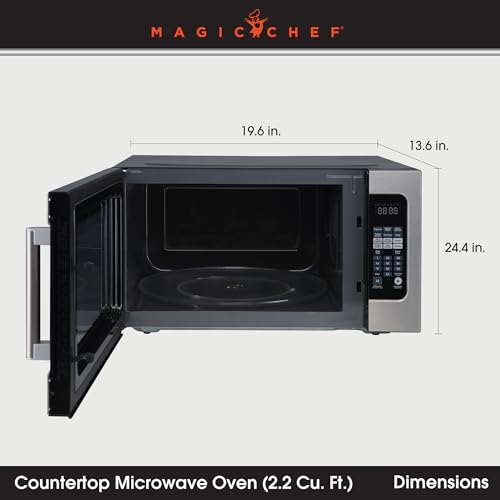 24.4 in. W. 2.2 cu. ft. Countertop Microwave Oven in Stainless Steel, with Gray Cavity