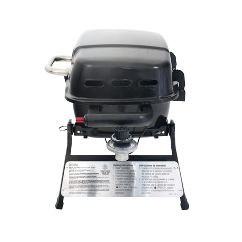 Grill Boss 1 Burner Portable Gas Grill, 10,000 BTU Propane Tabletop BBQ with Porcelain Coated Grate for Camping, Patio, and Outdoor Cooking, Black