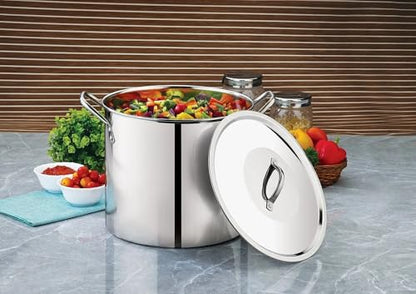 8-Quart Stainless Steel Stockpot with Metal Lid, Super Durable, Heat-Insulated Handle, Hand Wash Only