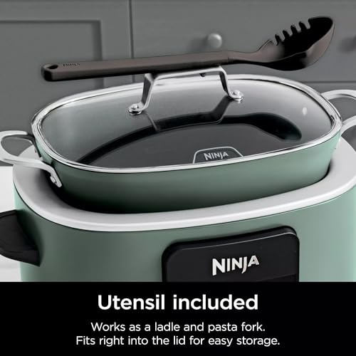Ninja MC1001H Foodi PossibleCooker PRO 8.5 Quart Multi-Cooker, 8-in-1 Slow Cooker, Pressure Cooker, Dutch Oven & More, Glass Lid & Integrated Spoon, Nonstick, Oven Safe to 500°F, Sage Green (Renewed)