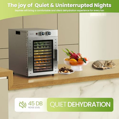 Food Dehydrators Machine with 12 Stainless Steel Trays with Timer Setting Temperature Adjusted 68 ℉ to 194 ℉ Dryer for Herb Fruit Meat Vegetables Mushroom Beef jerky for Commercial Household large