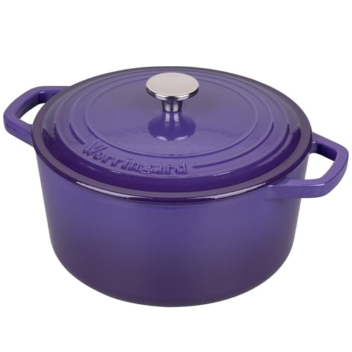 VORRINGARD Enameled Cast Iron Dutch Oven Pot with Lid, for Bread Baking, Round Bread Oven- include Sourdough Bread Baking Supplies Set, 6QT, Purple