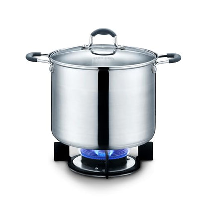 CONCORD Stainless Steel Stock Pot with Glass Lid (Induction Compatible) ((10 QT)