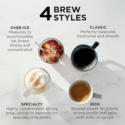 Ninja Coffee Maker, Single Serve, Brew with Coffee Pods and Grounds, Compatible with K-Cup Pods, 4 Styles, up to 24 Ounces Cup Sizes and 56 Ounces Removable Reservoir, Black, PB051