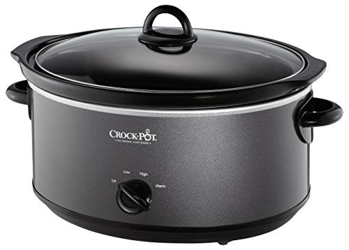 Crock-Pot 7-Quart Manual Slow Cooker, Family Size Serves 8+ People & Fits 6-lb Roast, Removable Stoneware with Warming Setting, Dishwasher Safe for Easy Cleanup, Charcoal
