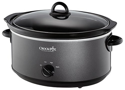 Crock-Pot 7-Quart Manual Slow Cooker, Family Size Serves 8+ People & Fits 6-lb Roast, Removable Stoneware with Warming Setting, Dishwasher Safe for Easy Cleanup, Charcoal