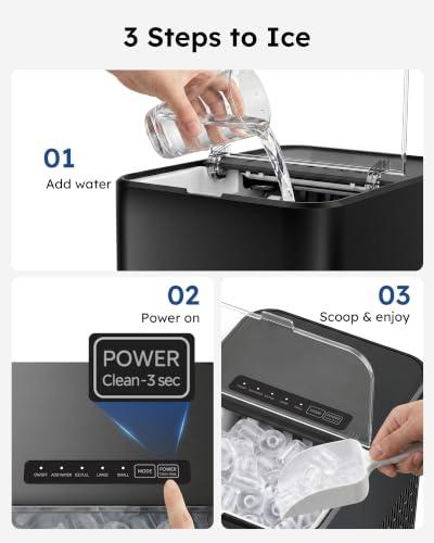 Simzlife Ice Maker Countertop, 26.5 lbs/Day, 8 Bullet Fast Ice in 6 Mins