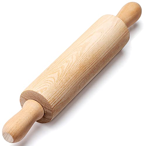 PARMEDU Classic Small Wooden Rolling Pin for Baking, 10.2 Inch, Natural