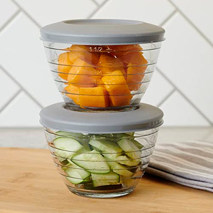 Anchor Hocking Glass 6 Piece 2 Cup 4-IN-1 PREP BOWLS