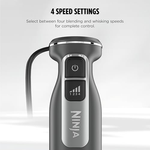 Ninja Immersion Blender & Whisk, 4 Speeds, 4oz Cup, Dark Grey, CI201GY