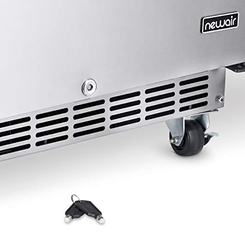 NewAir 24” Outdoor Beverage Fridge | Freestanding or Built-In Under counter Refrigerator for Outside Patio | Weatherproof Outdoor Fridge for 160 Cans with Auto-Closing Door | Stainless Steel