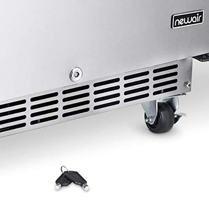 NewAir 24” Outdoor Beverage Fridge | Freestanding or Built-In Under counter Refrigerator for Outside Patio | Weatherproof Outdoor Fridge for 160 Cans with Auto-Closing Door | Stainless Steel