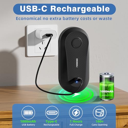 EROBSKJ Electric Can Opener, Rechargeable Can Openers for Seniors & Arthritis, One-Touch Automatic Can Opener, Hands-Free, Smooth Edge, Compact, Kitchen Gadgets
