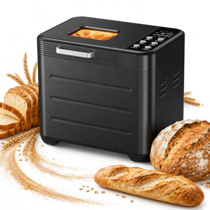 HealSmart 21 in 1 Bread Maker, 650W, 2 LB, 3 Loaf Sizes, Stainless Steel