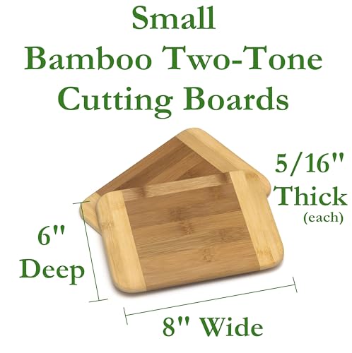 Lipper International Bamboo Wood Two-Tone Kitchen Cutting and Serving Board, Small, 7 3/4" x 6" x 1/4", Set of 2
