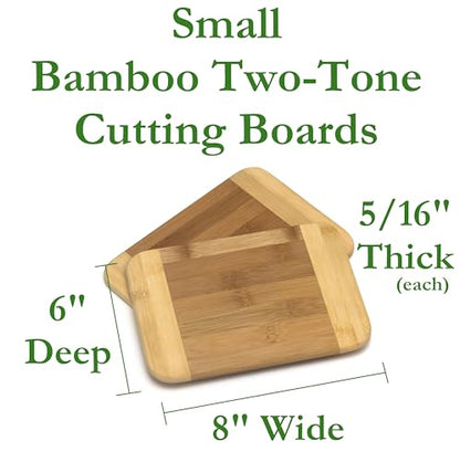 Lipper International Bamboo Wood Two-Tone Kitchen Cutting and Serving Board, Small, 7 3/4" x 6" x 1/4", Set of 2