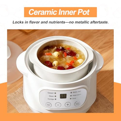 Natudeco 1l Electric Stew Pot Slow Cookers Mini Electric Stew Cooker