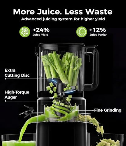 ONELIVE Cold Press Juicer Machine, 6.5" Wide Chute, 3L, Easy to Clean