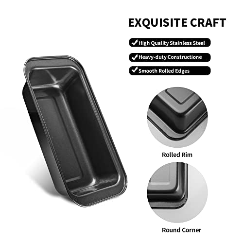 Axigundaone 10 Pcs Loaf Pans for Baking Bread, Nonstick Loaf Bread Pan 8 x 4 Inch, Carbon Steel Bread Pan for Homemade Bread (Black)