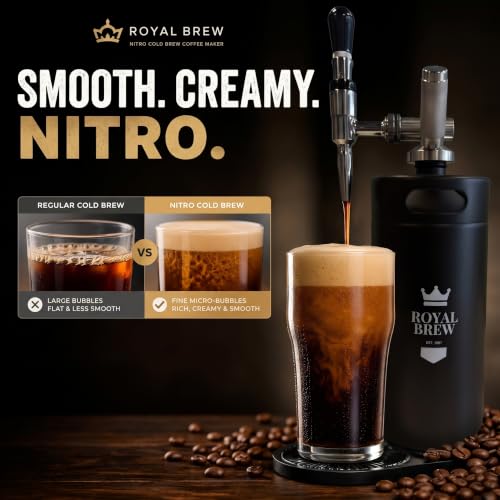 Royal Brew Nitro Cold Brew Coffee Maker, 128 oz Extra Large Home Keg Black