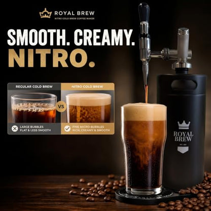 Royal Brew Nitro Cold Brew Coffee Maker, 128 oz Extra Large Home Keg Black