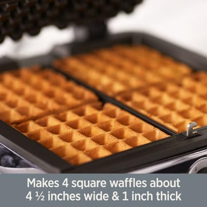 All-Clad Stainless Steel Waffle Maker 4 Section, Thick Belgium Waffle Makers, Upright Storage 1600 Watts, Nonstick, 6 Browning Levels, Dishwasher Safe