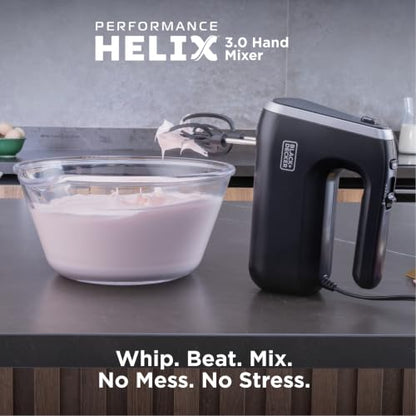 BLACK+DECKER Performance Helix 3.0 Hand Mixer, 350W, 5 Speeds, Black