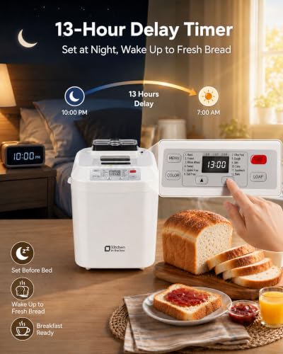 Kitchen in the Box Bread Maker, 2LB Bread Machine with Auto Nut Dispenser