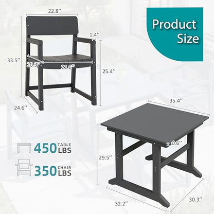 Shintenchi 5 Pieces Outdoor Dining Set,HDPE Dining Set for 4,Deep Gray