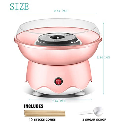 Cotton Candy Machine for Kids, Candy Floss Machine, Portable Mini Electric Cotton Candy Maker for Home Birthday Family Party Christmas Gift, Includes 10 Bamboo Sticks & Sugar Scoop