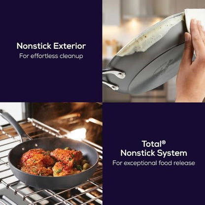 Circulon Radiance Hard Anodized Nonstick Deep Frying Pan with Lid, 12 inch Frying Pan with Lid, Deep Skillet, Gray