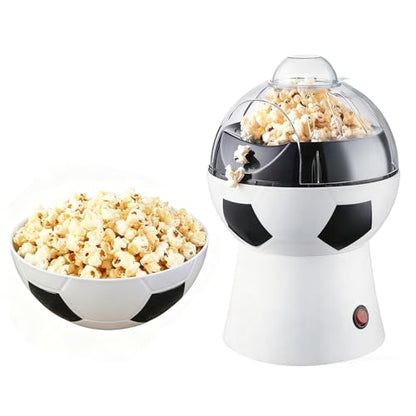 Hot Air Popcorn Maker, 1200W Electric Oil-Free One-Touch Popper with Measuring Cup & Butter Melter, BPA-Free Healthy Snack Machine for Home, Kids, Movie Night, Camping-Soccer Shaped